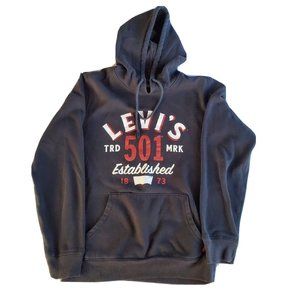 Levi's 501 Established 1873 Men's Long Sleeve Logo Print Hoodie Black Small